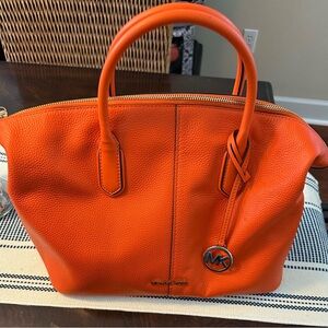 NWOT Michael Kors Orange Leather Satchel With Crossbody Strap